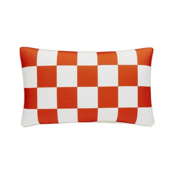 Jonathan Adler Checkerboard Outdoor Pillow, Orange - Picture 1 of 1